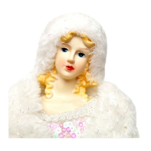Glitzhome 12"H Angel W/White Faux Fur Dress Christmas Tree Topper or Decoration - Picture 2 of 10